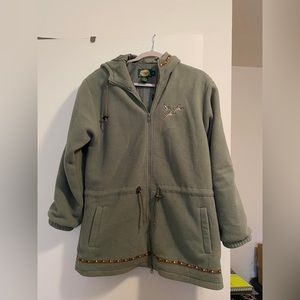 Cabelas Cabin Embroidered Zip Up Jacket Size Medium